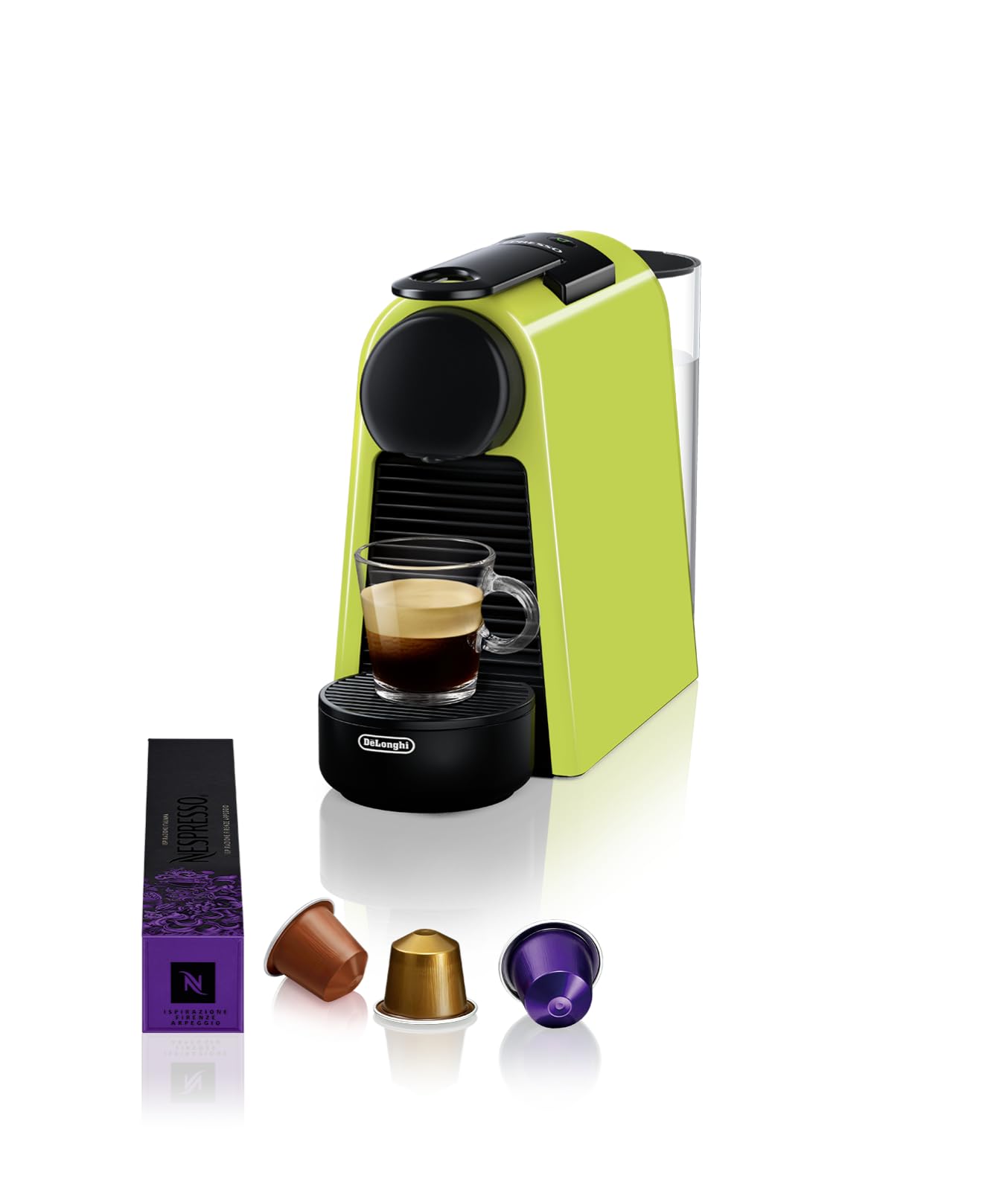 Machine à Café Essenza Mini Vert, 19 Bars + Kit de Bienvenue, Design Compact, Expresso et Lungo, Arrêt Automatique, Citron Vert