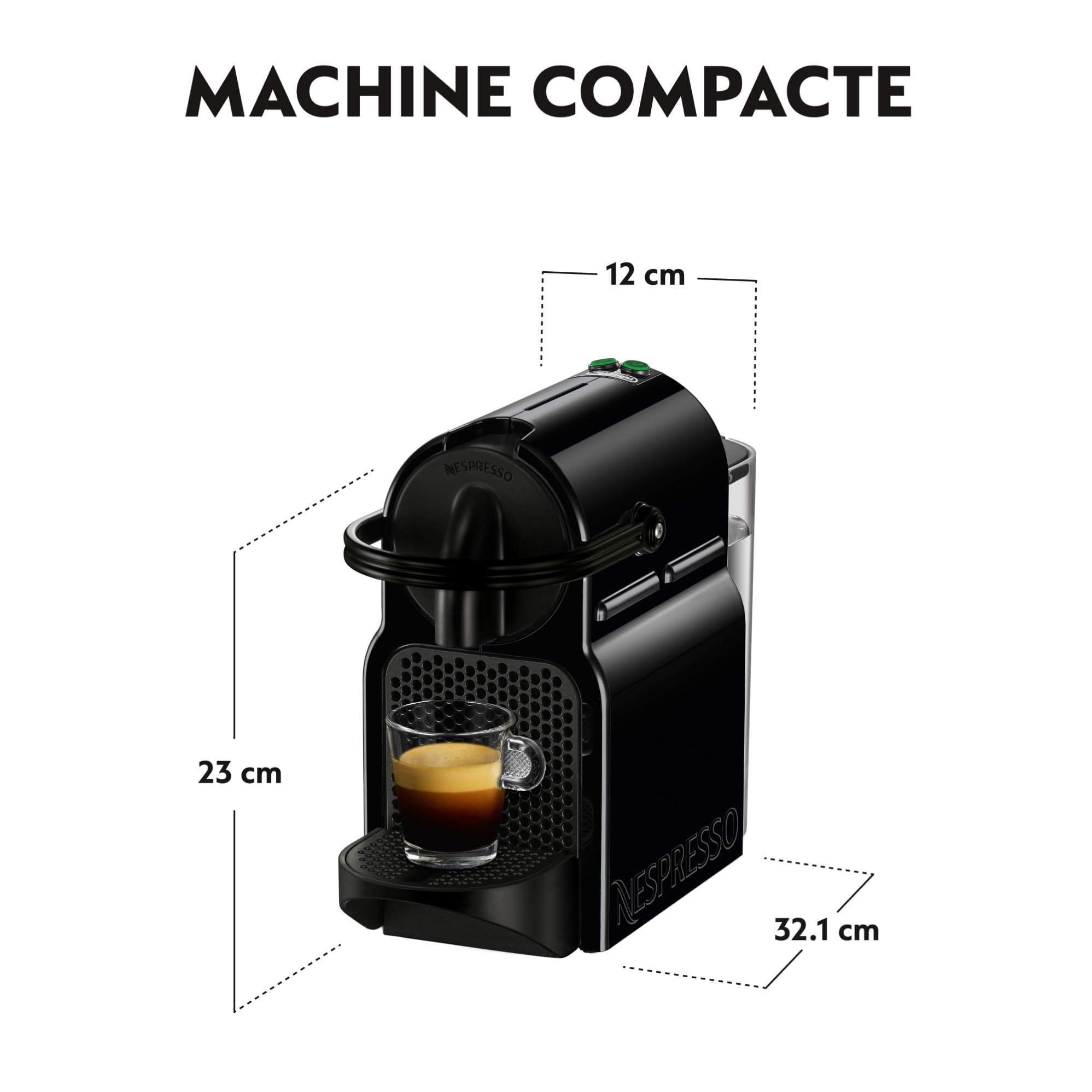 Machine à Café Inissia Noir, 19 Bars + Kit de Bienvenue, Design Compact, Arrêt Automatique, Noir