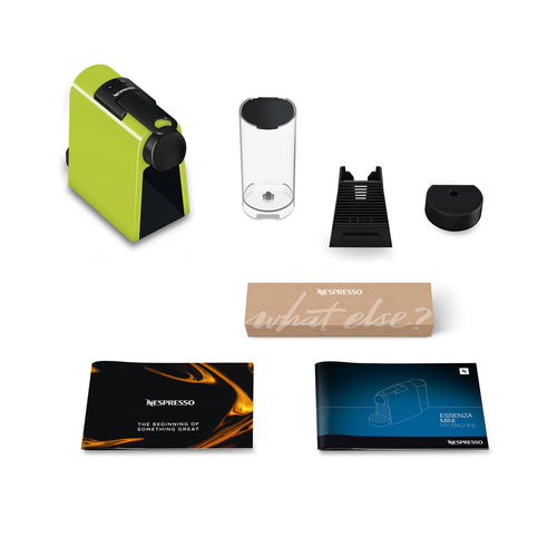 Machine à Café Essenza Mini Vert, 19 Bars + Kit de Bienvenue, Design Compact, Expresso et Lungo, Arrêt Automatique, Citron Vert