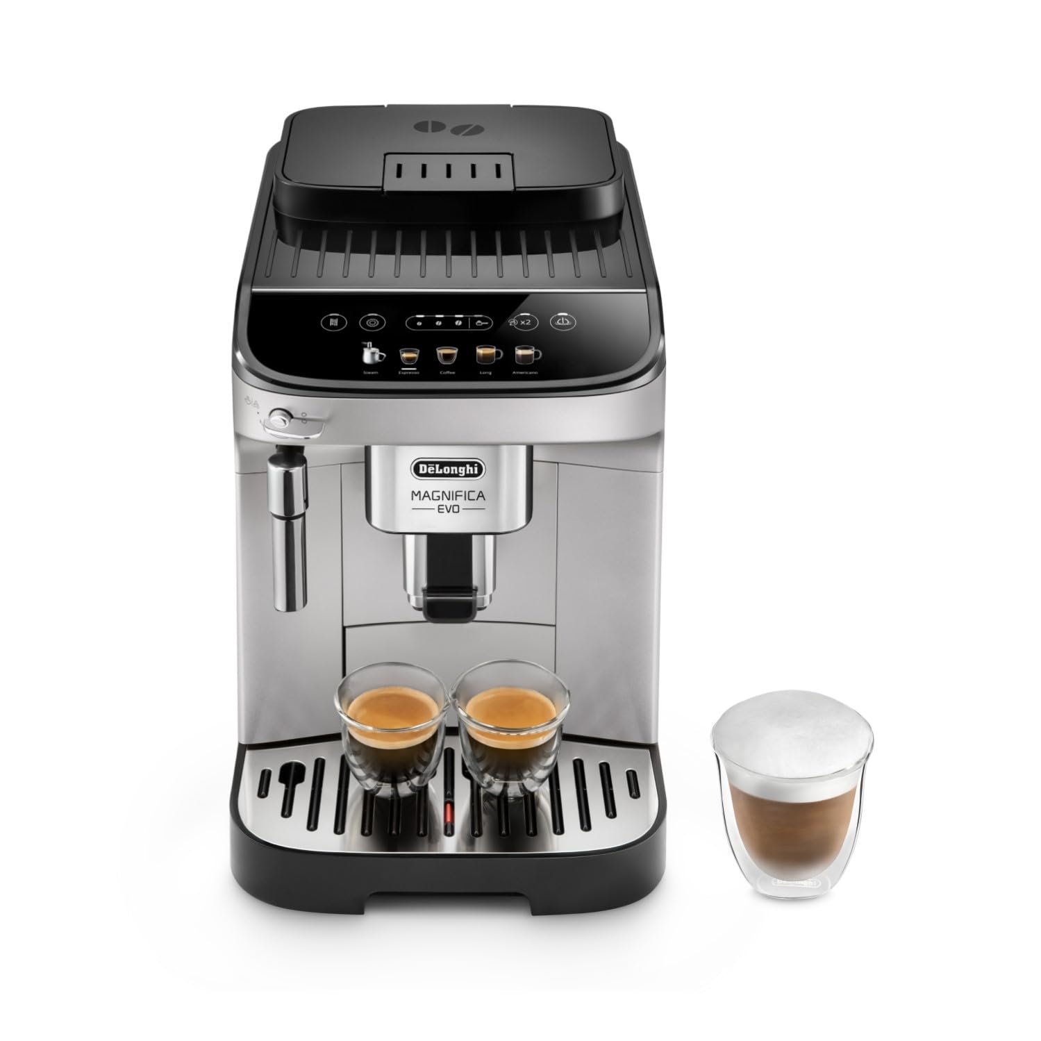 De'Longhi Magnifica Evo, Machine à Café et Cappucino avec Broyeur à Grains, ECAM292.33.SB, Argent [Exclusif Amazon]