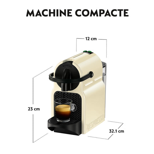 Machine à Café Inissia Crème Vanille, 19 Bars + Kit de Bienvenue, Design Compact, Arrêt Automatique, Blanc Crème