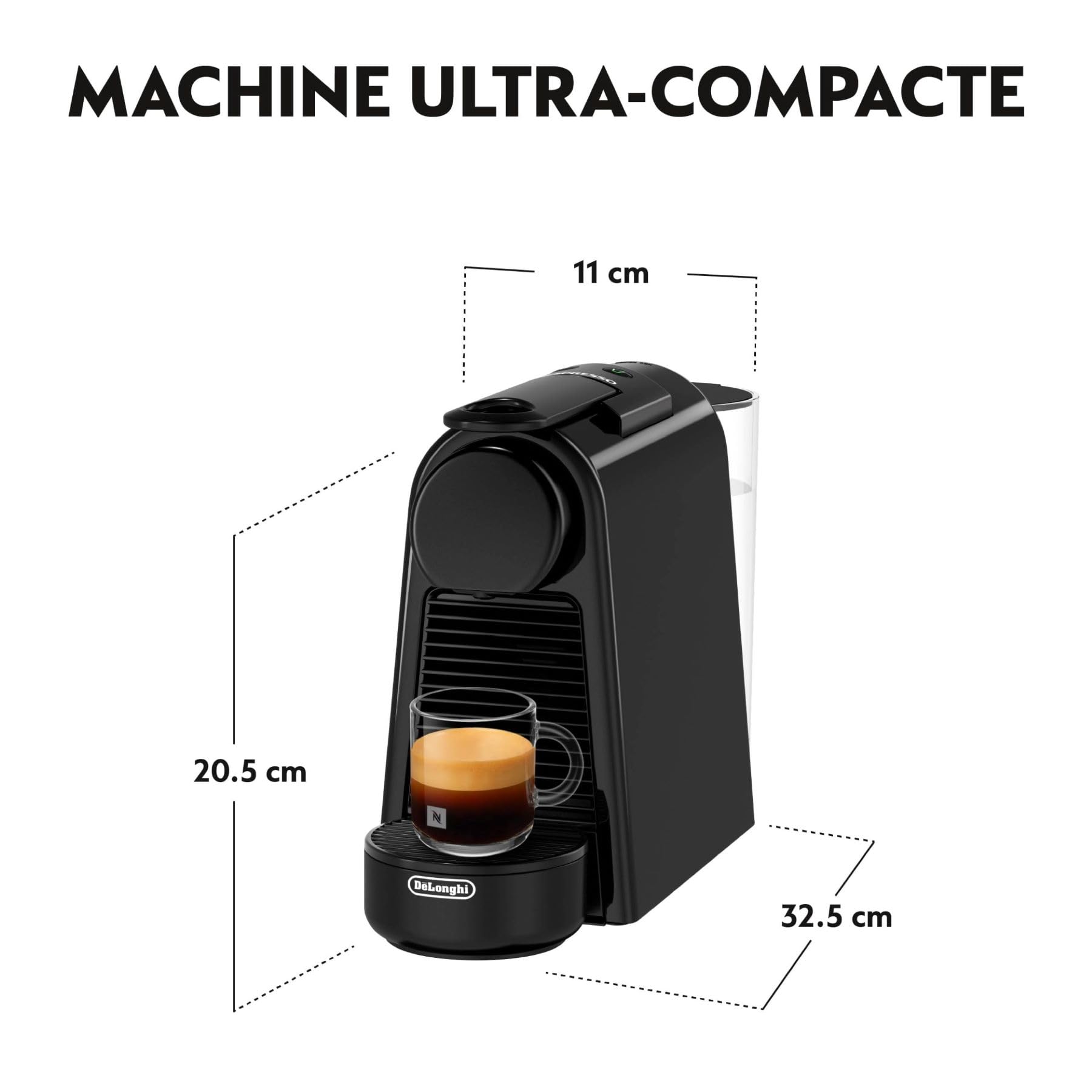 Machine à Café Essenza Mini Noir, 19 Bars + Kit de Bienvenue, Design Compact, Expresso et Lungo, Arrêt Automatique , Noir