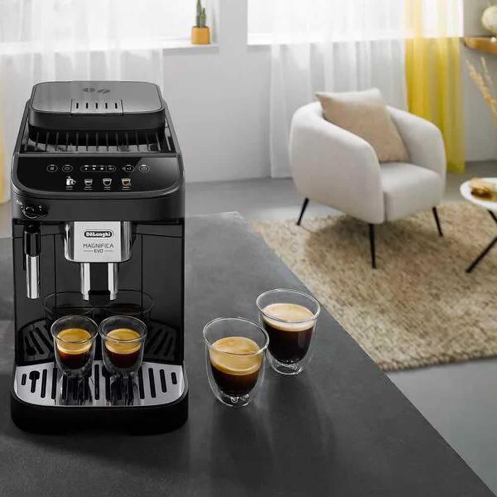 De'Longhi Magnifica Evo ECAM290.22.B, Machine à Café Automatique avec Buse à Lait, Machine Compacte de Grain à Tasse, Mousse de Lait Manuel, 4 Recettes, Écran Tactile Couleur, Noir