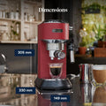 De'Longhi Dedica Style EC685.R, Machine à Café à Pompe en Acier Inoxydable Pour Café Moulu ou Dosettes, Machine à Espresso et Cappuccino, Réservoir de 1,3L, Système Anti-goutte, Rouge