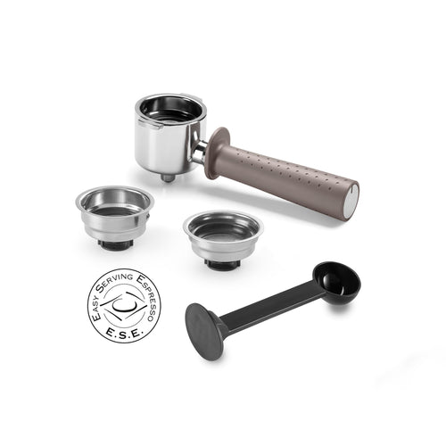 Machine à café manuelle Stilosa, pression 15 bars, système cappuccino, arrêt automatique, compatible avec les tampons ESE, 2 récipients étagés, capacité 1 L, blanc