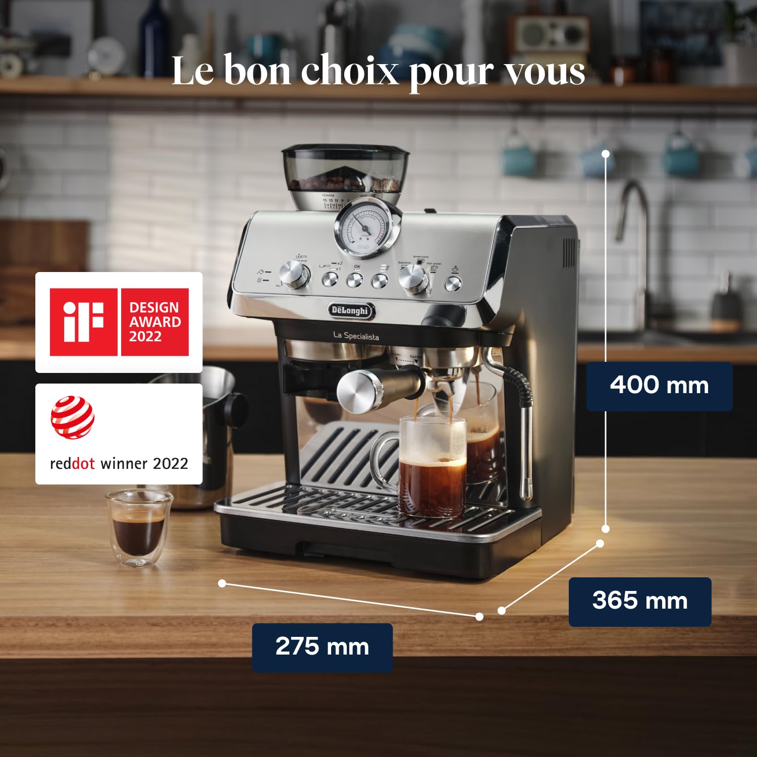 De'Longhi La Specialista Arte EC9155.MB, Machine Expresso Manuelle, Moulin intégré avec 8 finesses de mouture, Contrôle Actif de la Température, Buse vapeur MyLatte Art, Métal/Noir