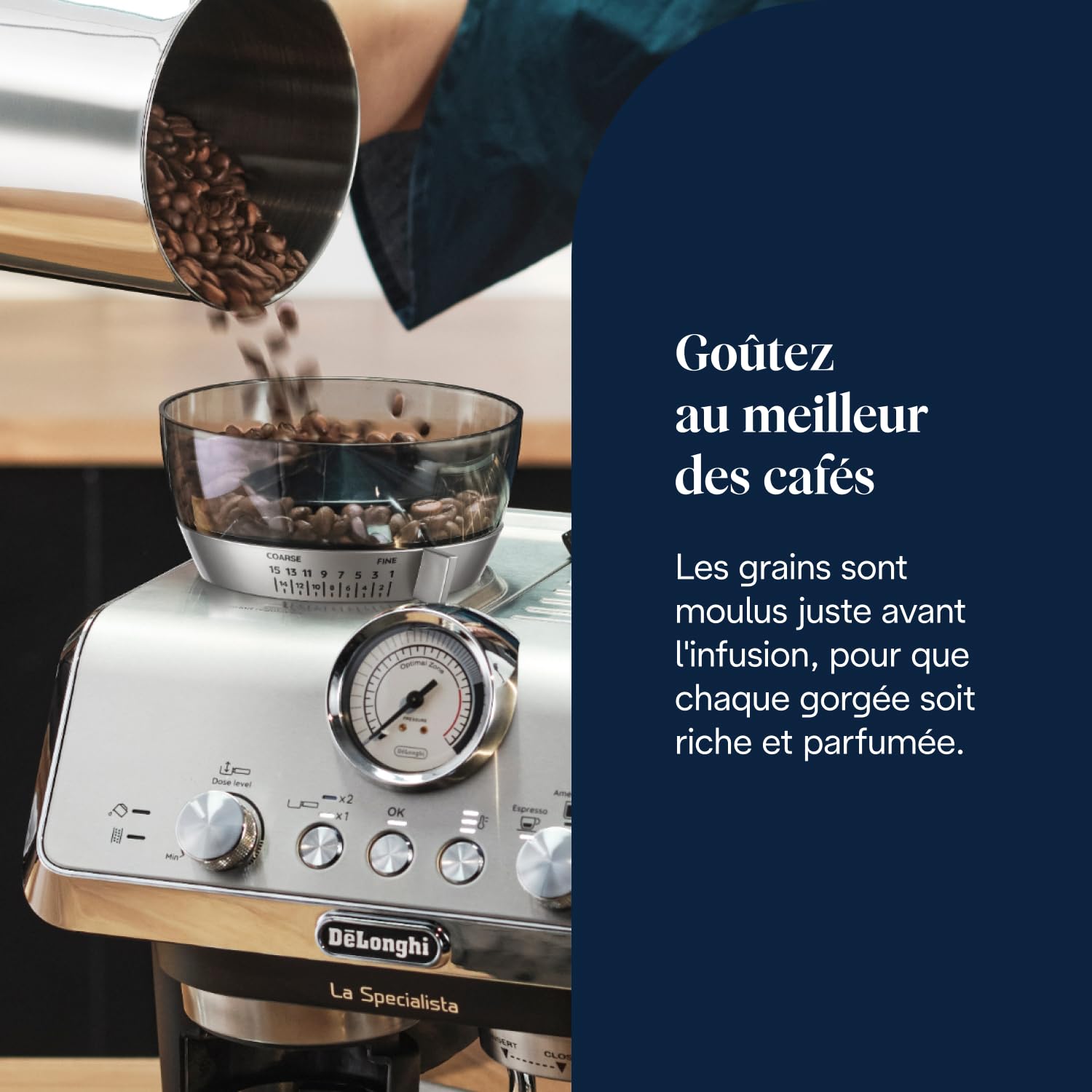 De'Longhi La Specialista Arte EC9155.MB, Machine Expresso Manuelle, Moulin intégré avec 8 finesses de mouture, Contrôle Actif de la Température, Buse vapeur MyLatte Art, Métal/Noir