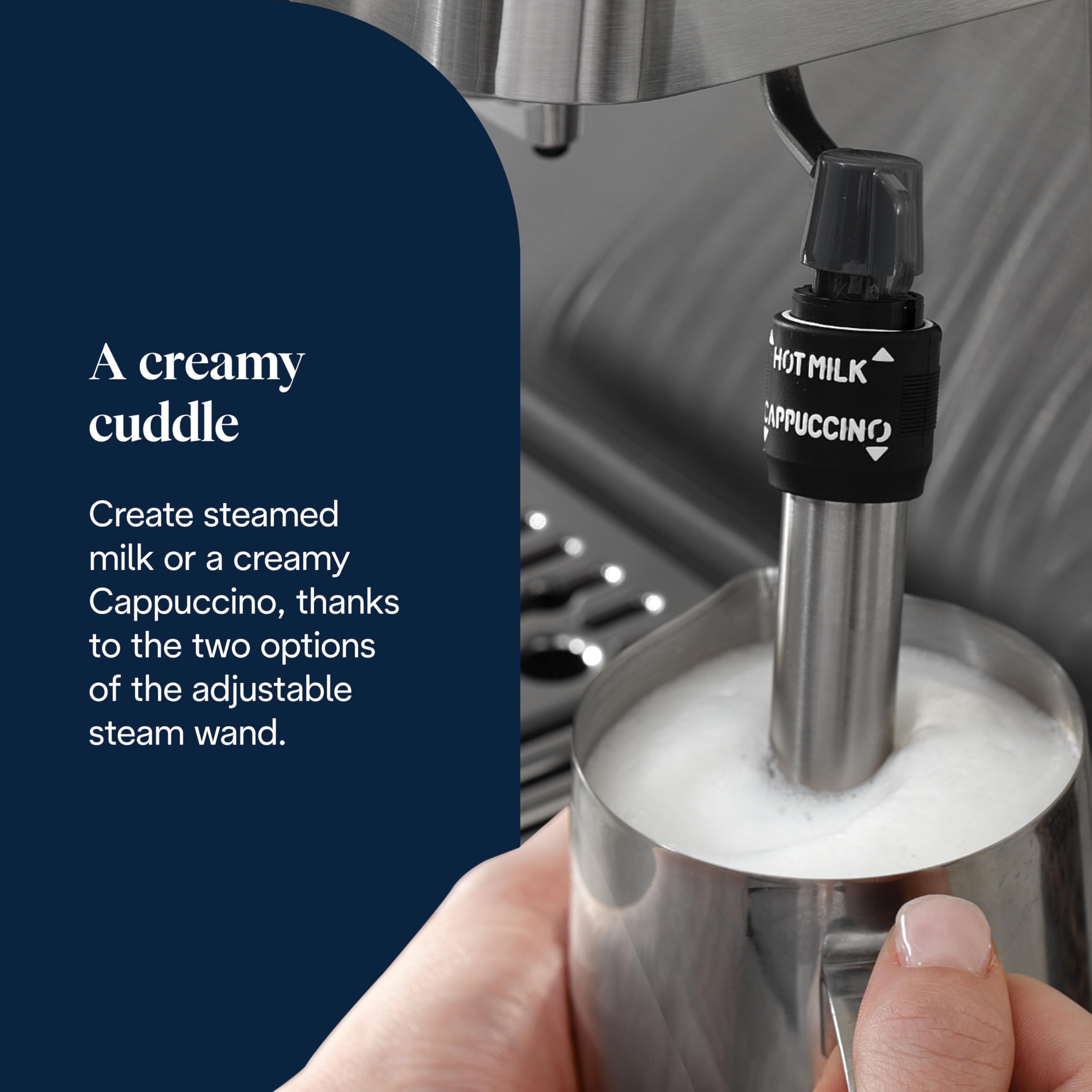 De'Longhi Linea Classic EM450.M Machine à café manuelle avec tige vapeur, machine à expresso avec pompe barista, buse pour cappuccino, filtre double paroi, 15 bar, tasse jusqu'à 13 cm, acier