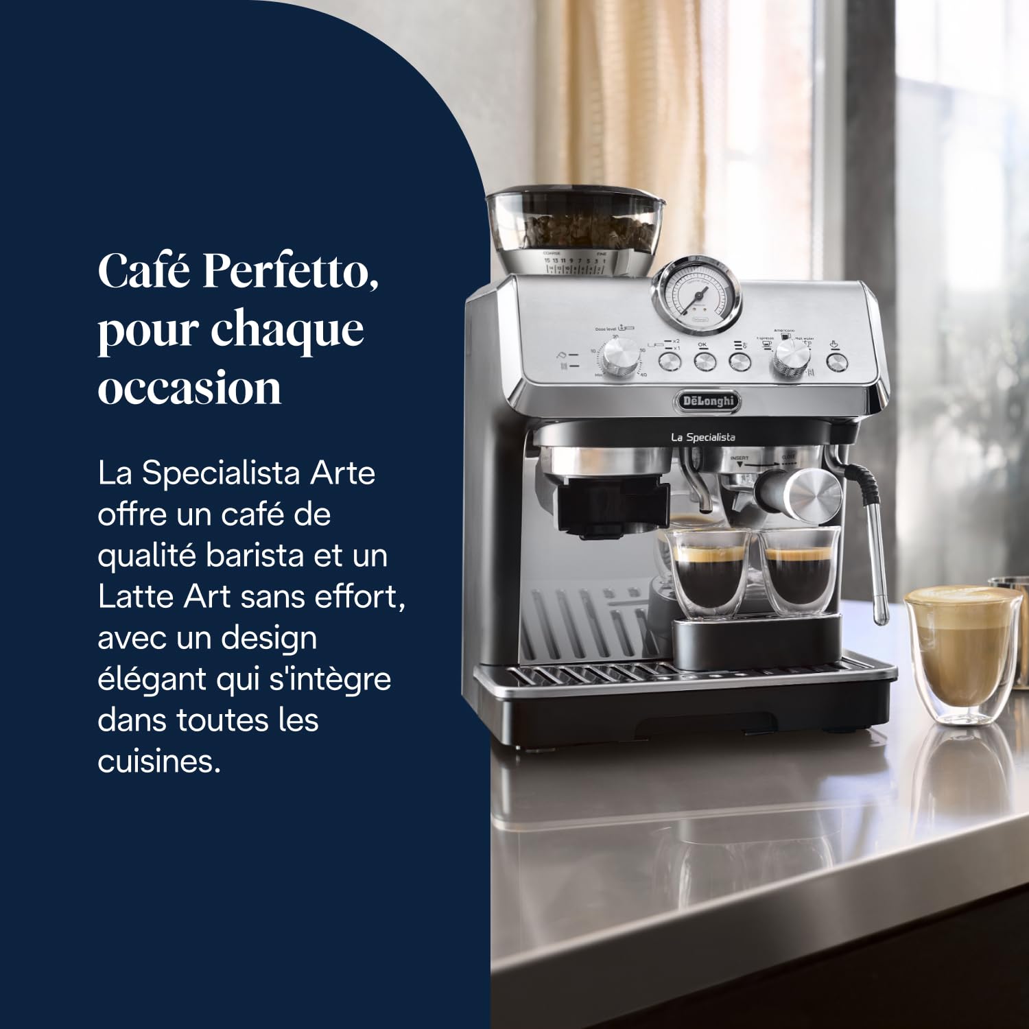 De'Longhi La Specialista Arte EC9155.MB, Machine Expresso Manuelle, Moulin intégré avec 8 finesses de mouture, Contrôle Actif de la Température, Buse vapeur MyLatte Art, Métal/Noir