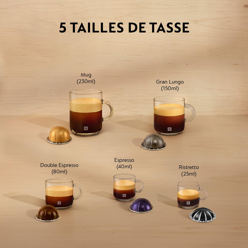 Machine à Café Vertuo POP Noir, Capsules café Vertuo seulement, Technologie Centrifusion, 5 Tailles de Tasses + Kit de Bienvenue, Design Compact, Arrêt Automatique, Noir