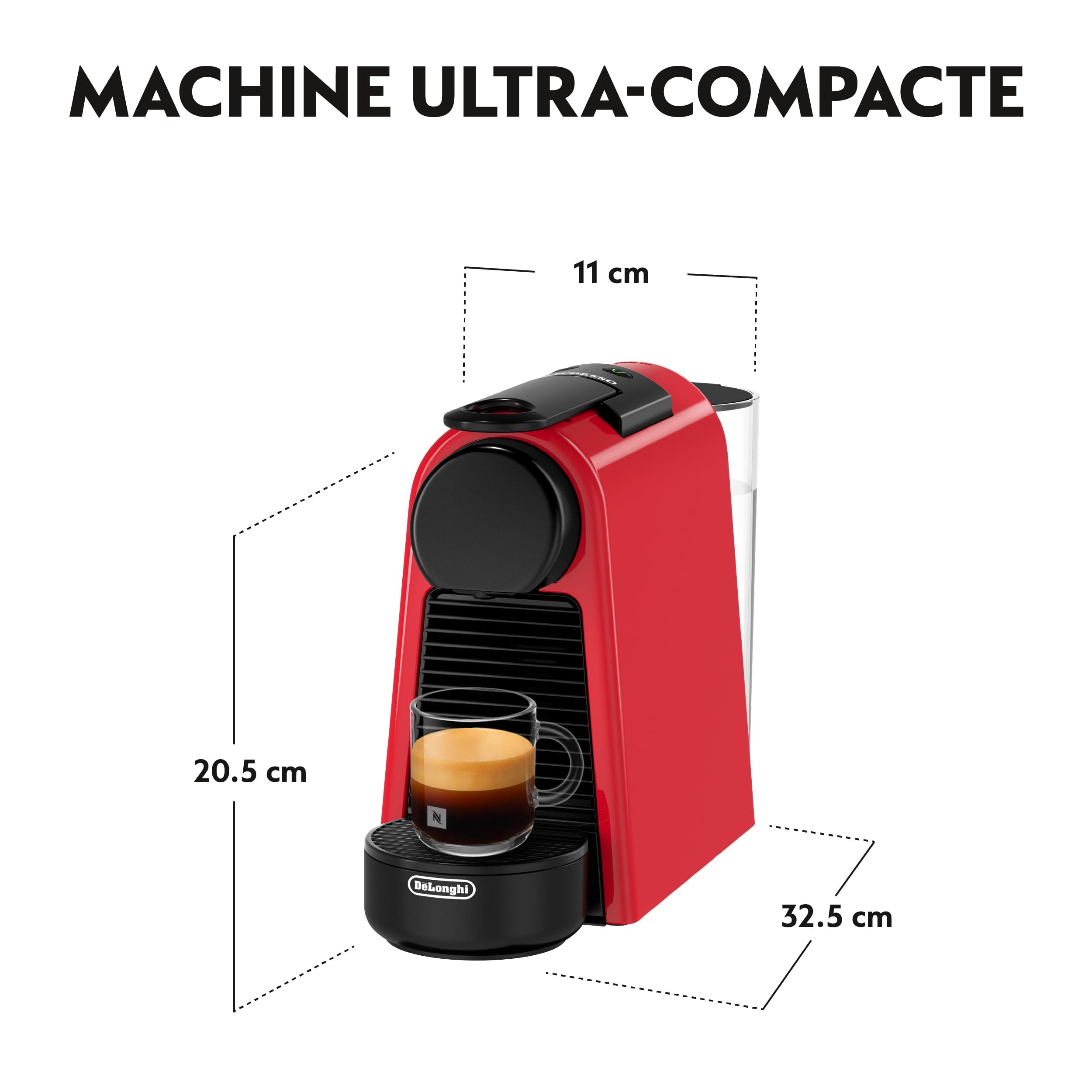 Machine à Café Essenza Mini Rouge Rubis, 19 Bars + Kit de Bienvenue, Design Compact, Expresso et Lungo, Arrêt Automatique, Rouge